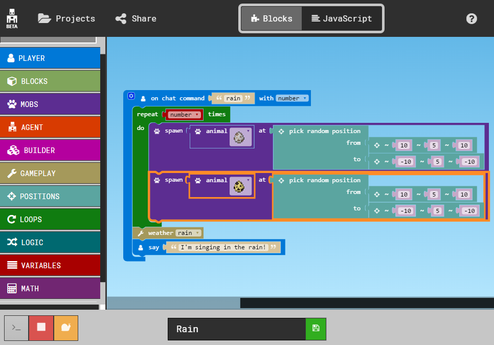 Code Builder in Minecraft Education – Minecraft Education